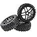 JIUWU High-Performance 4-Pack RC Off-Road 17mm Hex Rc Wheels and Tires - 1/8 Scale Rc Tires, Rc Car Wheels, Rc Vehicle Wheels & Tires Durable Construction (Black)