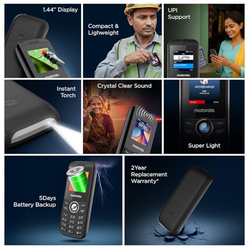 Image of Motorola All-New A100 Single Sim keypad Phone | 2 Years Replacement | Long Lasting Battery | Loud Sound | Wireless FM | (Black)