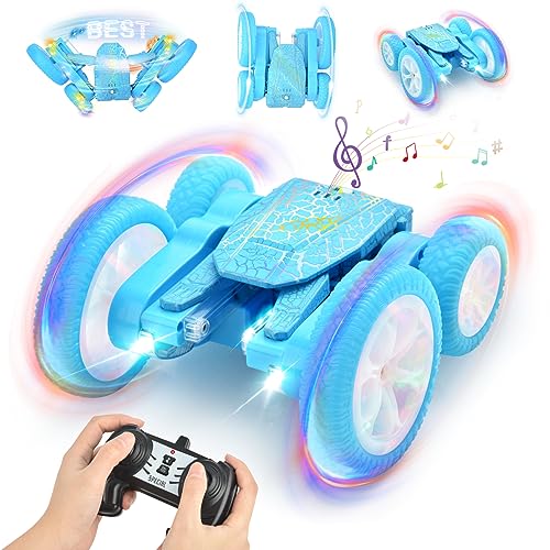 Ykgutilu Coche Teledirigido,360° Giratorio RC Stunt Car para Niños, 4WD 2.4GHz Coche de Juguete con Control, Adecuado para Niños 6 7 8 9 12 Años,Regalos Navideños para Niños y Niñas