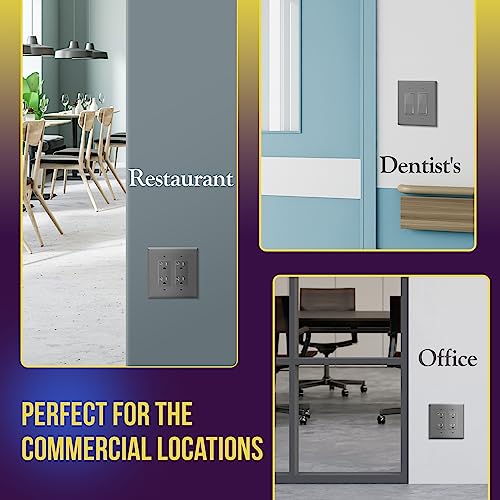 Image of ENERLITES 2-Gang Gray Oversize Decorator Switch Outlet Wall Plate Cover