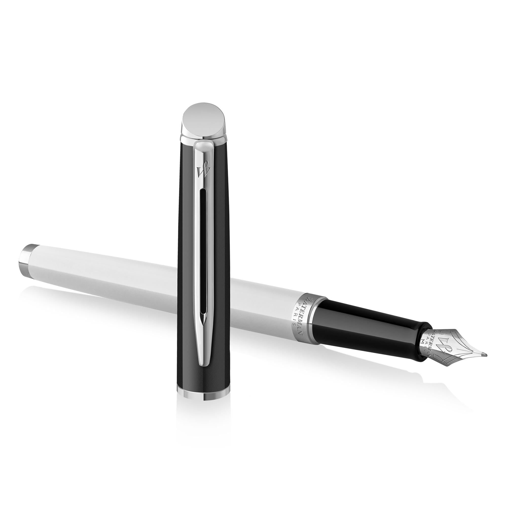 Waterman Hémisphère - Penna stilografica con incisione personalizzata, elegante penna regalo per uomo e donna, inchiostro blu (BLOCK BLACK&WHITE)