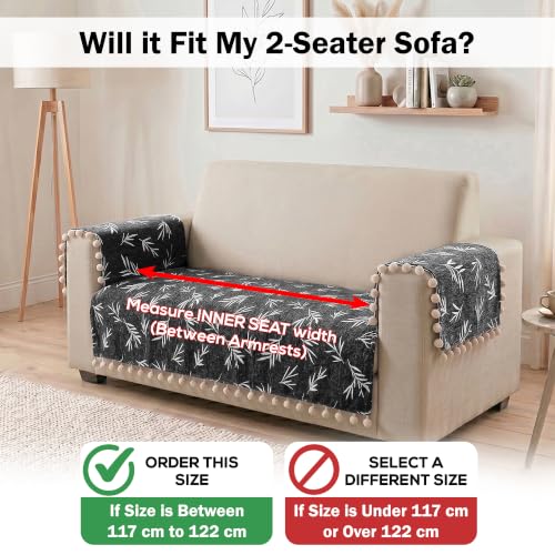 Image of Story@Home Chenille Sofa Cover 2 Seater (76x122Cm) & Arm Rest Covers | Anti Slip Sofa Mat for 1 /2 /3 Seater & L Shape Sofa Cover | Measure Your Sofa & Create Your Own Customized Set - Slate & Snow