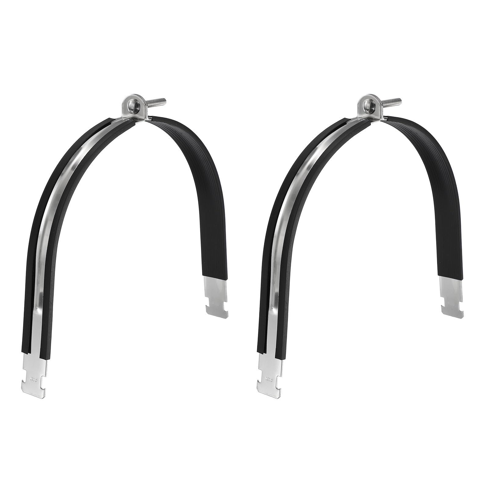 sourcing map 2pcs Rubber Cushion Strut Clamp 10" Universal 304 Stainless Steel Strut Clamps with Bolt and Nut for Copper PEX Pipes CVPC Tubing, Silver Black