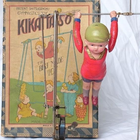 鉄棒運動 戦前製 セルロイド ゼンマイ おもちゃ 箱入り 昭和レトロ 日本製 鉄棒運動 戦前製 セルロイド ゼンマイ おもちゃ 箱入り 昭和レトロ