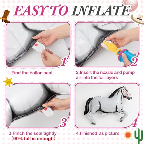 Image of VioraWhite 12 Pcs Cowgirl Balloons Pink Pony Themed Decoration Horse Disco Exploding Star Ball Hat Boots Balloons for Nash Bash Western Cowgirl Retro Last Bachelorette Party Decorations