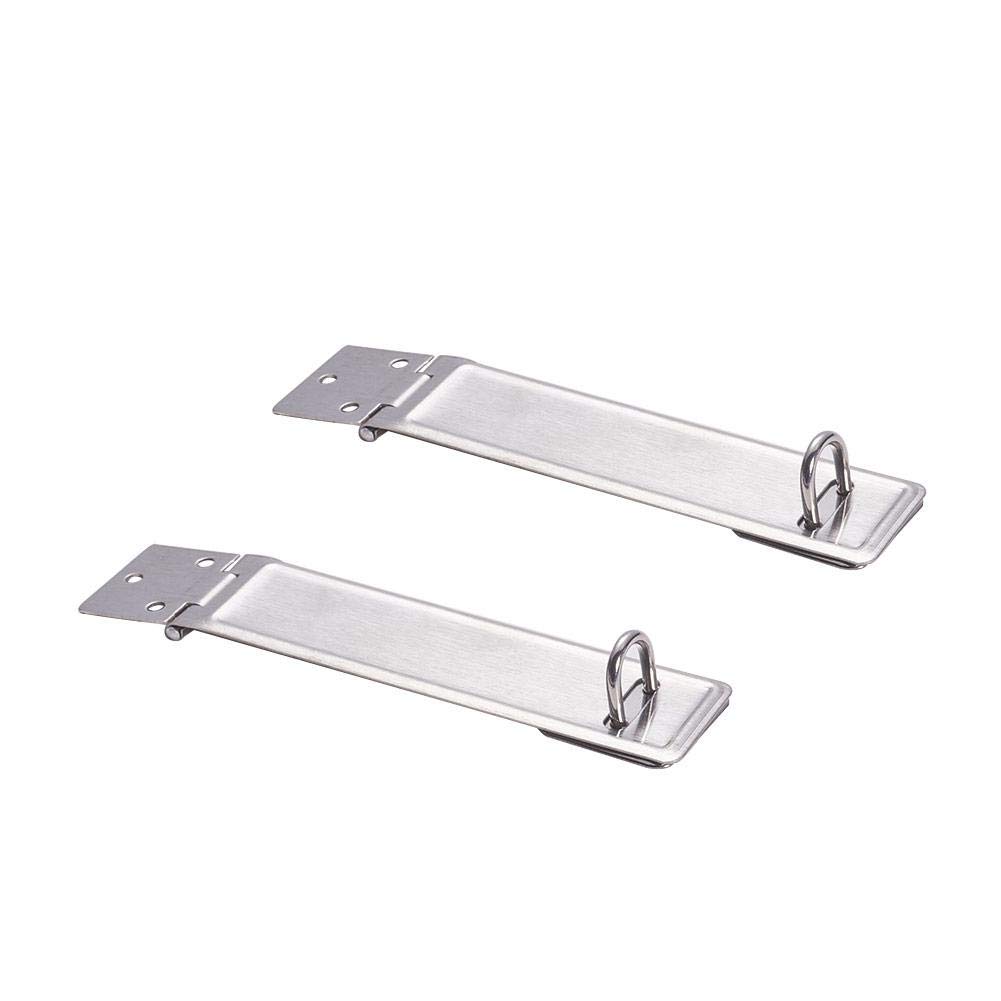 MroMax 116 x 30mm Padlock Locking Hasp Staple Safety Door Clasp Gate Lock Latch 201 Stainless Steel Door Cabinet Swivel Clasp Latch Silver Tone 2Pcs