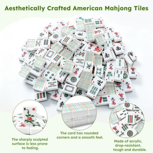 Juego de Mesa American Mahjong Set con 166 Fichas Acrílicas miniatura 6