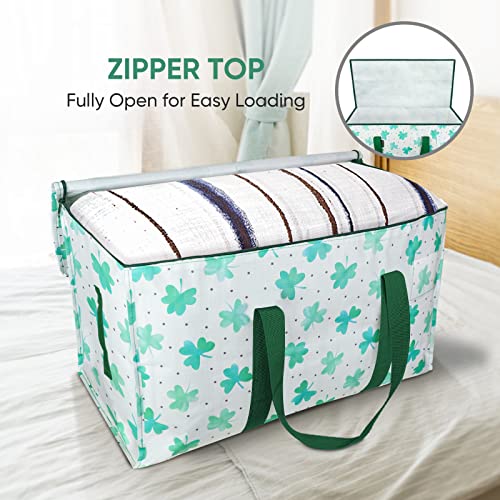 Image of BALEINE 2-Pack Oversized Moving Bags with Reinforced Handles, Heavy-Duty Storage Tote for Clothes, Moving Supplies (Clover, 2-Pack)