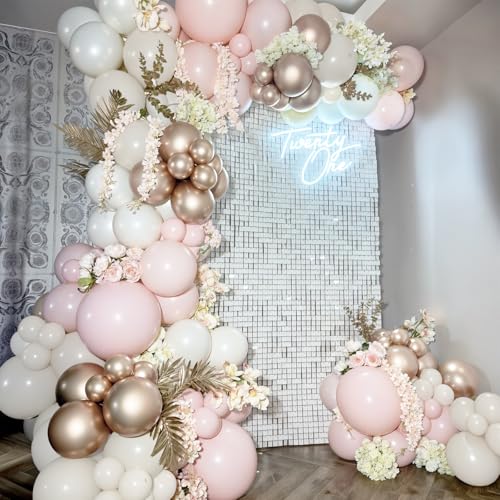 Image of HILAVO Pink and Gold Balloons 12 In Light Pink Balloon for Girls Birthday