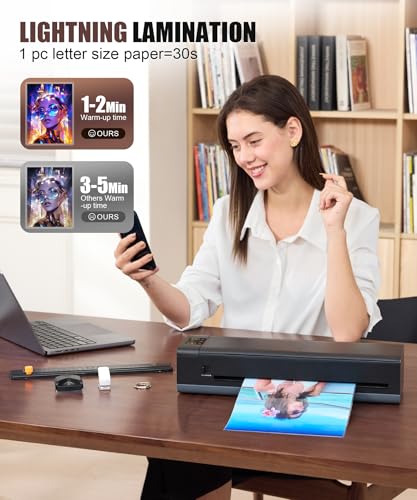 A3 Laminator Machine,13 Inch 9-in-1 Laminating Machine with Laminating Sheets,Thermal Laminator Hot & Cold with Fast Warm Technology for Home,Office or School Supplies,Black