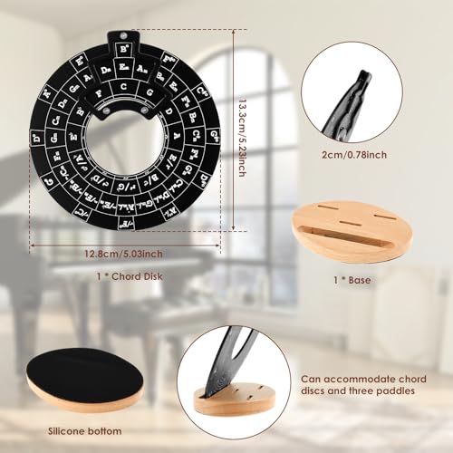 Circle of Fifths Wheel Metal with Wooden Stand, Complete with Guitar Chord Chart and Music Theory Book for Musical Instrument Learning - Image 6