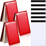 9 Pieces Mini Pocket Notepad Holder Set, Included 3 Pieces 5.5 x 3.5 Inch PU Leather Business Memo...