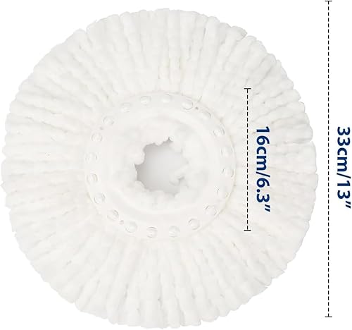 Miniatura 4 de Paquete de 3 cabezales de repuesto de trapeador giratorio para cubo de trapeador giratorio de 360 grados con sistemas de juego de escurridor,