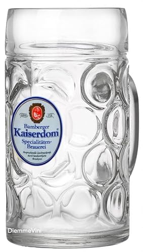 Jarra de cerveza de cristal Kaiserdom, 1 litro, con asa, lavable en lavavajillas