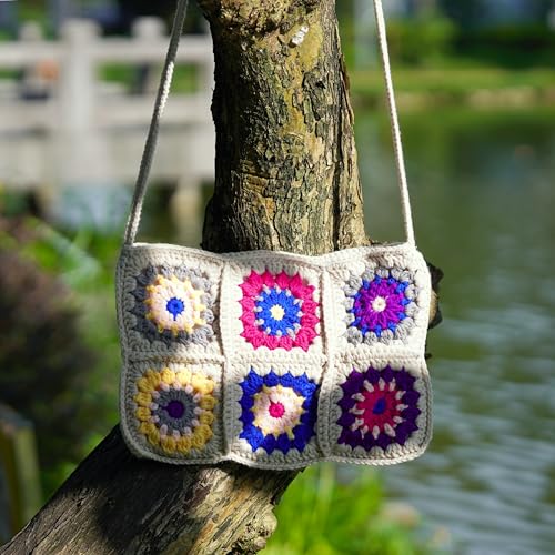 Crochet Crossbody Bag Granny Square Crochet Purse Macrame Purse Woven Crossbody Bag4