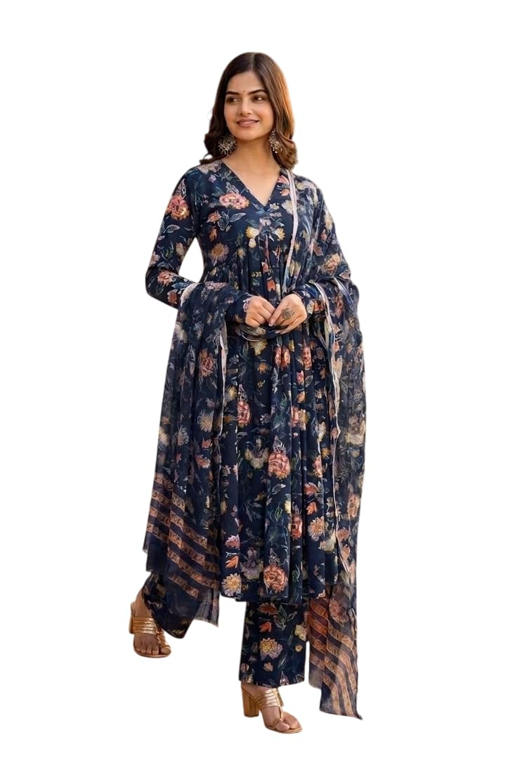 Omkar Prints Women’s Anarkali Kurta Set with Pant – Kurta Set for Women Kurta & Kurti Set, Stylish Ethnic Outfit for Casua...