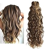 Mila 100% Remy Echthaar Tressen Lockig Braun/Blond 4/27# Weaving Haarverlängerung Human Hair Extensions 100g/pc 24