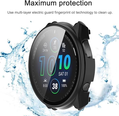 CONAPIKA PC Case for Garmin Forerunner 965 With Tempered Glass Screen Protector, Full Coverage PC Hard Shockproof Protective Cover, Transparent - Image 5