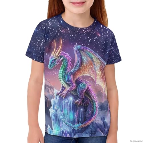 Image of WELLFLYHOM Kids Tshirts Girls Boys Short Sleeve Crewneck Tees Shirts Casual Sport Pullover Tops Size 3-16 Years