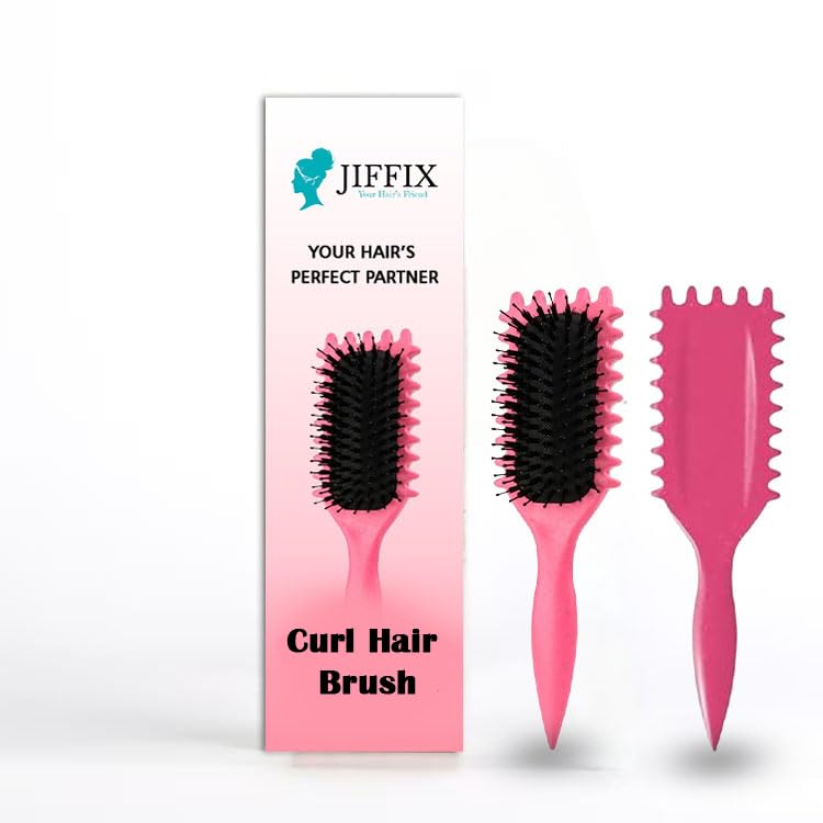 Image of Curly Hair Brush - Curl Defining & Detangling Brush for Women & Men - Boar Bristle Styling Brush for Shaping, Combing & Enhancing Natural Curls - Suitable for All Hair Types (RED)