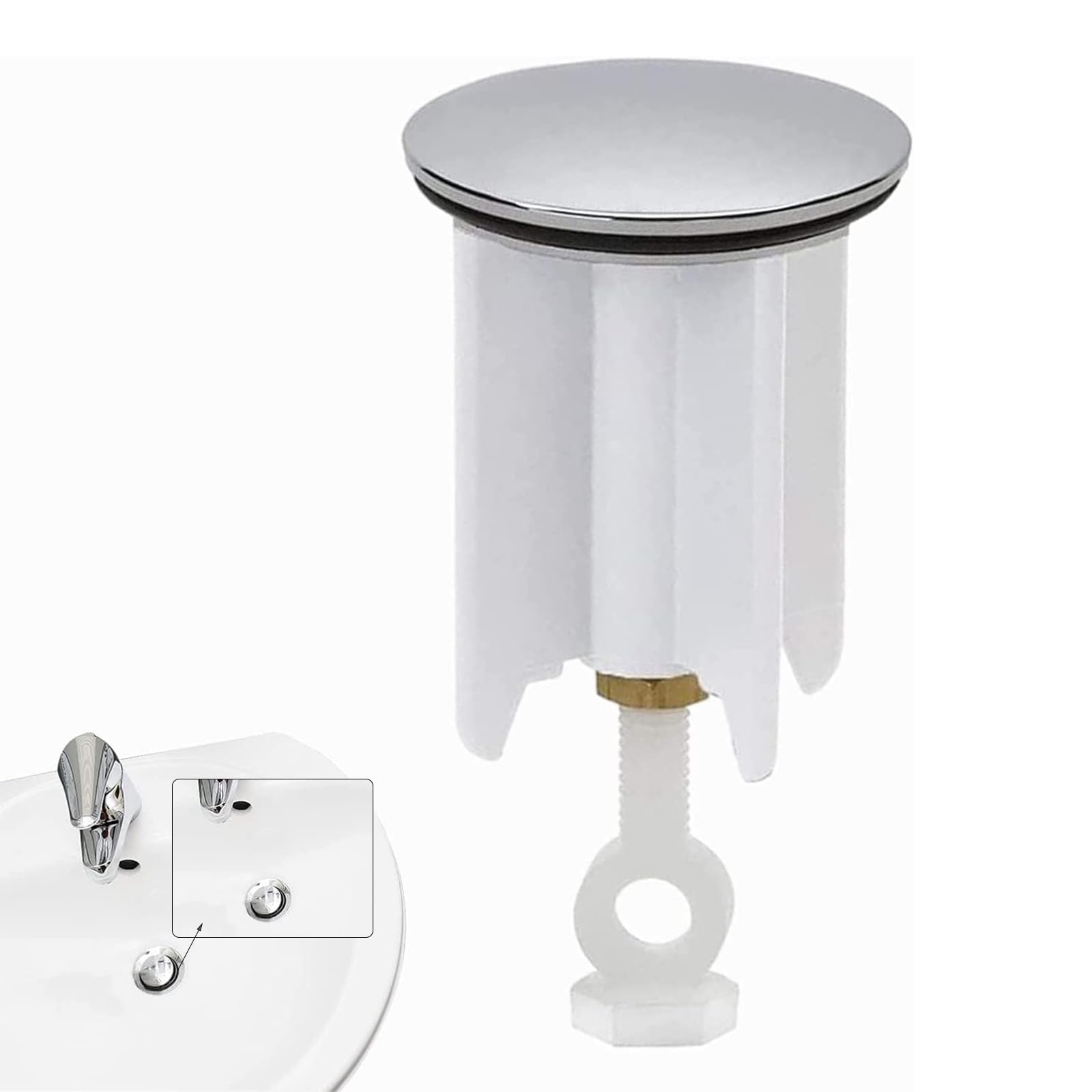 Joyzzz Pop up Sink Plug, Bounce Wash Basin Sink Drain Strainer Height Adjustable Pop-Up Plug, Tub Stopper, Bathroom Sinkes Stopper for Bathroom, Basin Sinks, Kitchen Sinks, Bidets (40mm Diameter)