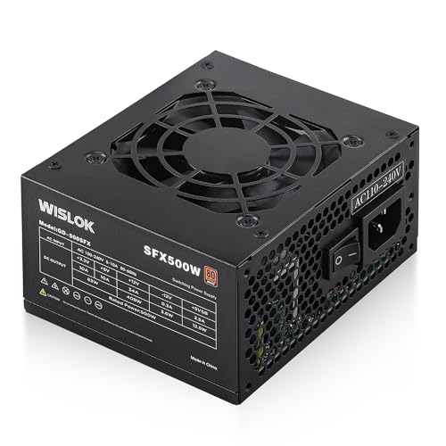WISLOK SFX Power Supply 500W PSU Non-Modular Design SFX Form Factor is Suitable for Mini-ITX/SFF/MATX PC Games and Home Theater Compatible with RTX 3060/4060