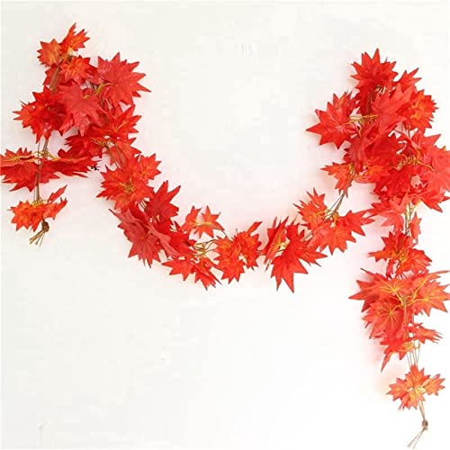 Guirlande de Noël 2.4M vigne rouge d'automne et feuilles d'érable artificielles