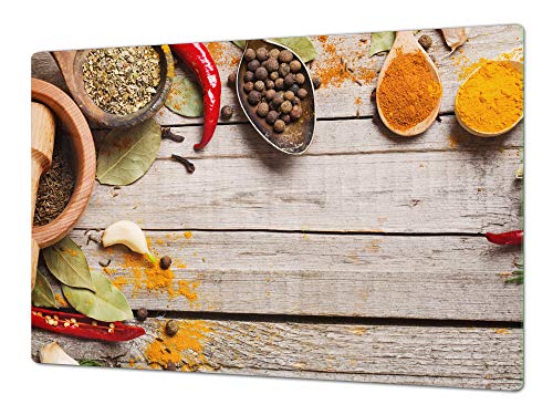 ENORME Tagliere e proteggi-piano di lavoro – GIGANTE TAGLIERE IN VETRO TEMPERATO –– Pezzo Unico (80x52cm) o Due Pezzi (40x52cm ognuno) Una serie di spezie DD03A