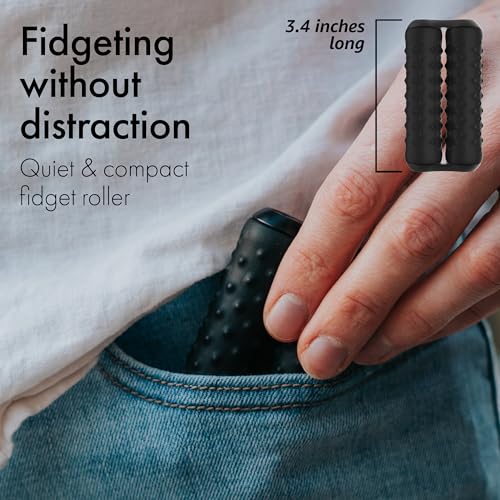 Image of ONO Roller - Handheld Fidget Toy for Adults | Help Relieve Stress, Anxiety, Tension | Promotes Focus, Clarity | Compact, Portable Design (Black, Full Size - Silicone)