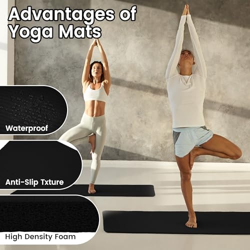 image for Fitvids 1/2-Inch Thick High Density Foam Exercise Yoga Mat with Carryi