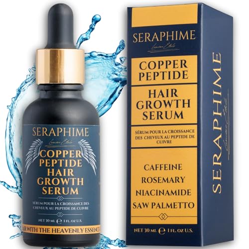 Seraphime Copper Peptide Serum for Hair Growth - Caffeine, Niacinamide, Rosemary Oil, Saw Palmetto Hair Density Serum, Topical Tripeptide Scalp Care for Hair Thinning, Women & Men 1 fl oz