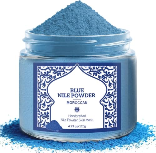 Moroccan Blue Nila Powder Moroccan Powder Natural Blue Clay Mask for Face Body & Hair Exfoliates for Glowing Even-Toned SkinIndigo Powders Skincare for All Skin Types 120g