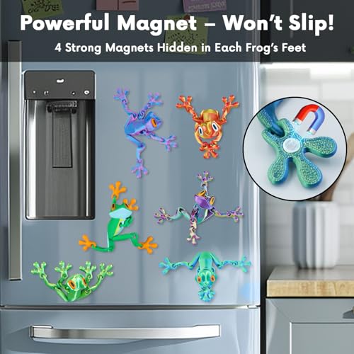 6 imanes decorativos de rana magnética 3D para refrigerador miniatura 2