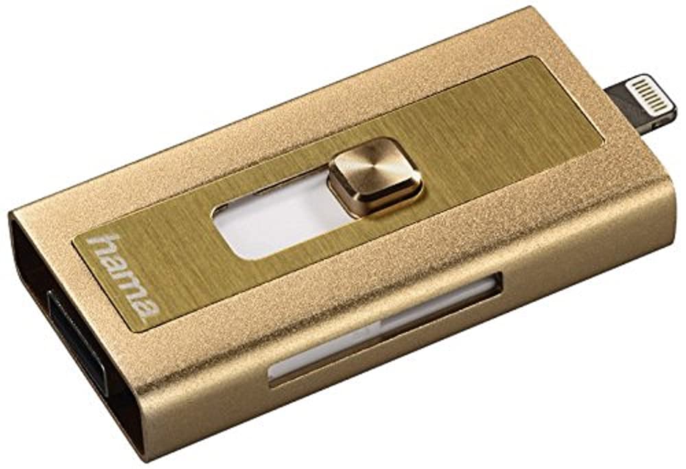 Hama 00124154 MicroSD Card Reader with USB and Lightning Connector for iPhone, iPad, iPod, Notebook, PC - Gold