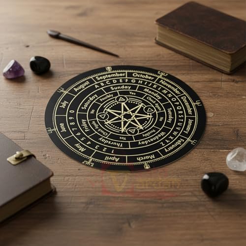 Image of Dowsing Board With Brass Pendulum | 9 Inch | 7 Star | Metaphysical Message | Acrylic Divination | Spirit | Witch | Pendulum Assorted