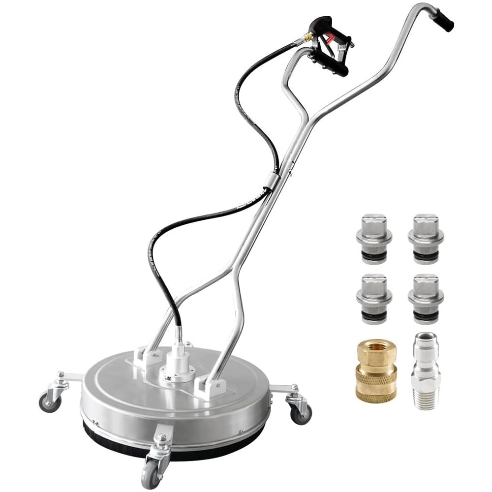 20" Pressure Washer Surface Cleaner, Dual Handle with 4 Wheels, Stainless Steel Housing Includes 4 Nozzles & 2 Hose Adapters, Perfect for Driveways, Sidewalks, Patios, and Deck Cleaning — image 1