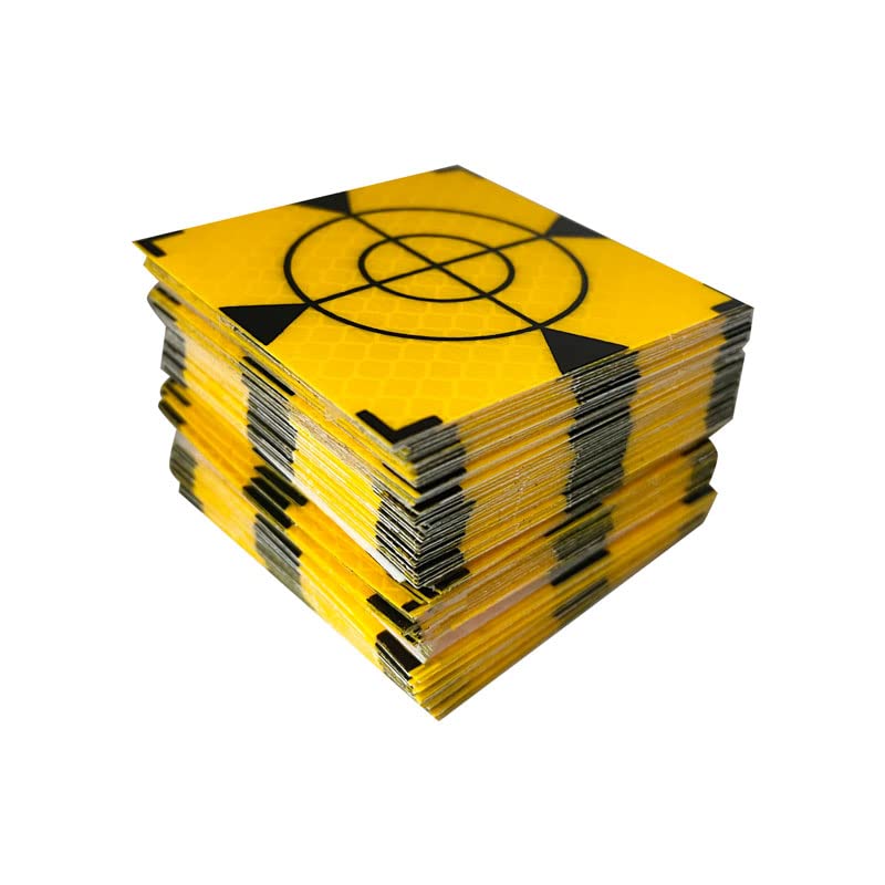 Genérico 100 Uds., 60x60mm, tamaño 20x20, 30x30, 40x40, 50x50 Mm, lámina reflectora para estación Total de topografía, Pegatina Reflectante Amarilla + Triangular (Color : 100PCS 50X50MM)