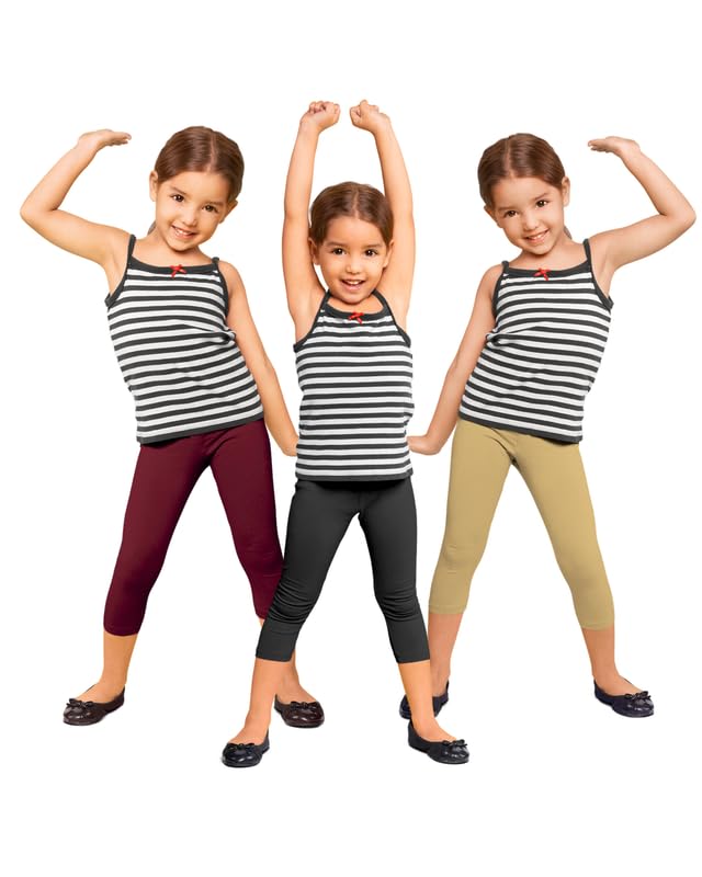 Image of NIK & KNIT Premium Stretchable Plain Capri Leggings for Girls /Kids | Night Wear | Leggings /Capris (Top /T-Shirt NOT Included)