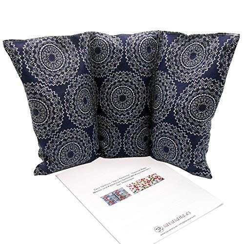 Cuscino termico noccioli ciliegia 'Mandalas - blu' - 26 x 16 cm (M/L) - pieno di noccioli di ciliegia 330gr - effetto...