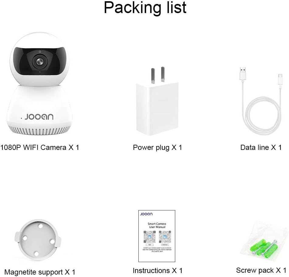 JOOAN 1080P WiFi Camera packing list
