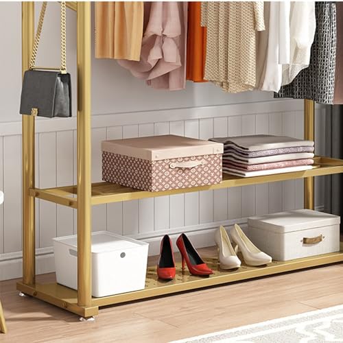 Wytrzymały, wolnostojący wieszak na ubrania z podwójnymi drążkami, przemysłowy wieszak garderobiany do stabilnej prezentacji i przechowywania ubrań, butik domowy i detaliczny