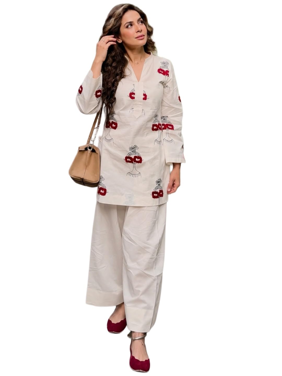 gosriki Farshi Salwar Suit for Women Viscose Embroidered | Co Ord Set for Woman | Straight Kurta Palazzo Outfit Round Neck V Slit Long Sleeve Ethnic Dress Womens Clothing-picture-41