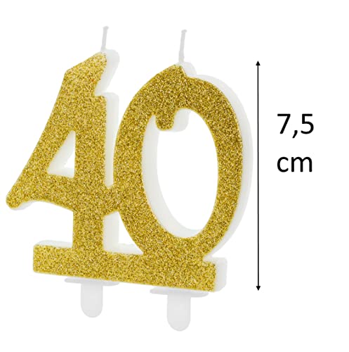 24 Stück 40. Geburtstag Cupcake Topper - Gold Glitzer Deko Für 40er Party
