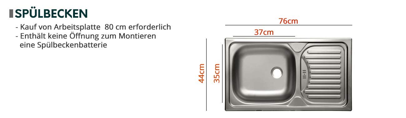 Mirjan24 Küche Multiline II, 180 cm Küchenblock/Küchenzeile mit Arbeitsplatte und Spülbecken, 5 Schrank-Module frei kombinierbar (Grau/Weiß Hochglanz; mit LED Beleuchtung)