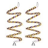 2Pcs 43'' Bird Rope Perches Birdcage Swing Toys 100% Cotton Natural Bird Perch Peck/Chewing with Bell Climbing Standing Bungee Parrot Toys for Small to Regular Size Parrot Cockatiel Birds
