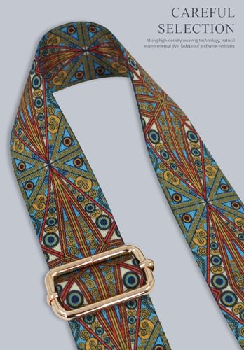 Image of Lyrovo Adjustable Purse Strap Replacement for Women, 1.5 inch Wide Crossbody Shoulder Strap Boho Handbag Strap (Aztec-Red Blue)