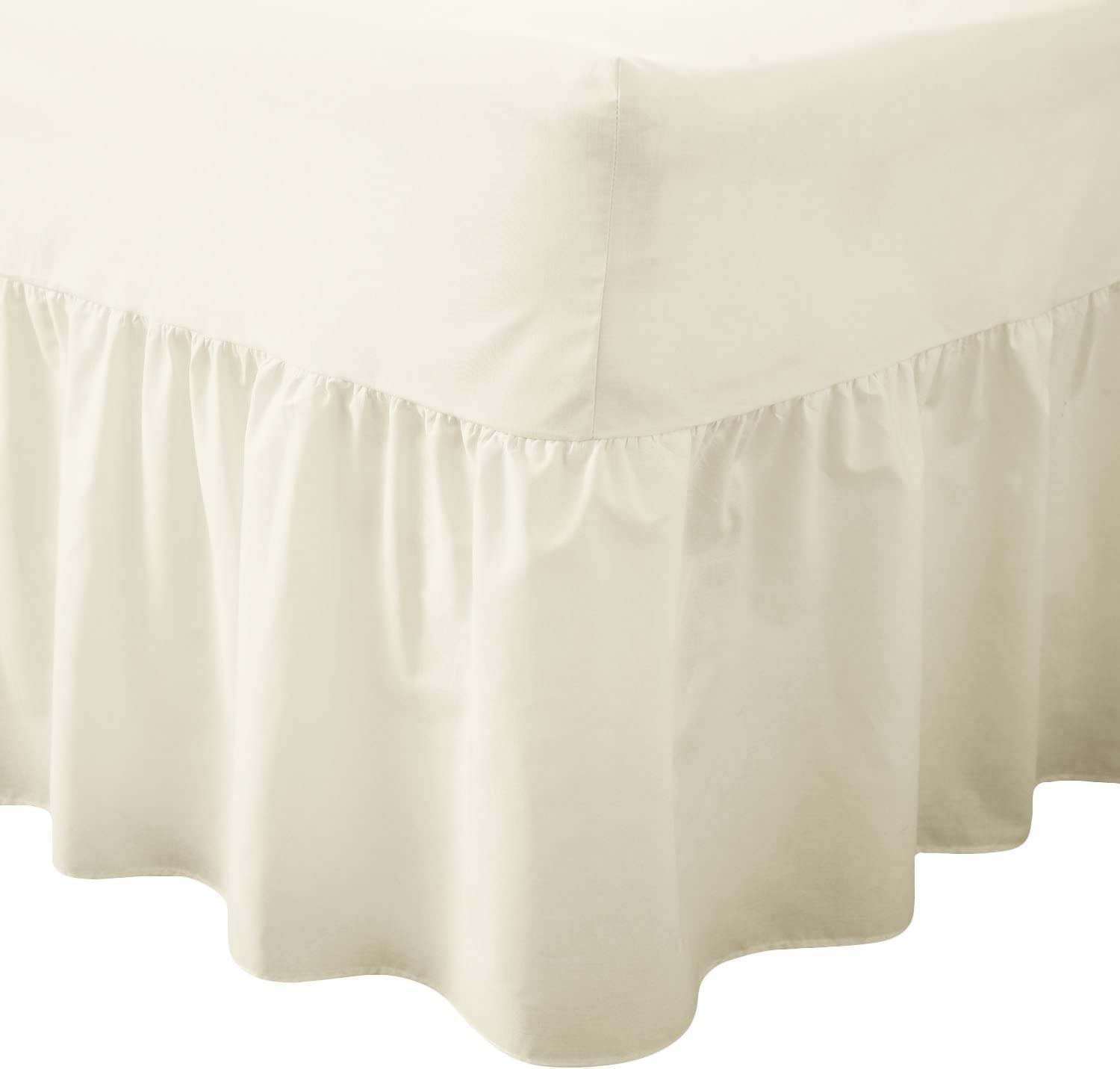 Bluemoon Bedding Cream Bluemoon Bedding® Easy Care Percale Extra Deep Fitted Valance Sheet Poly-Cotton Bed Sheet (, Double)