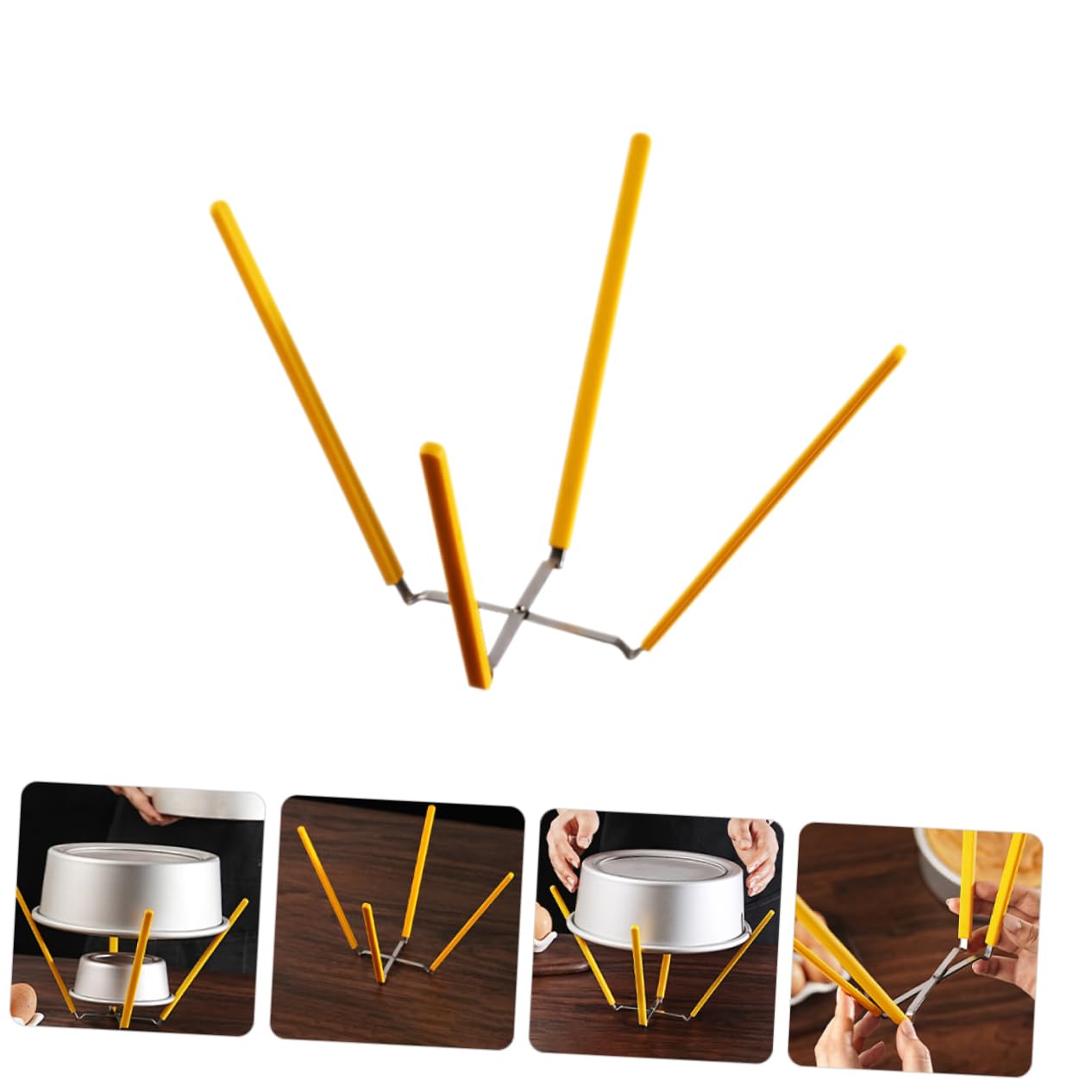 Alipis Rejilla para Enfriar Pasteles de Chifón de Acero Inoxidable y Silicona, Diseño Plegable de 4 Patas Antideslizante, Paquete de 2 Soportes para Hornear