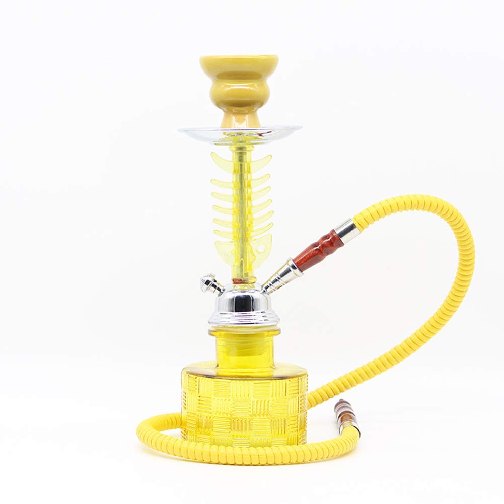 Conjunto de cachimba cachimba Grande de Doble Tubo, Juego de cachimba de Vidrio cachimba Doble árabe Grande, Adecuado para familias, hoteles Extranjeros, Bares, Clubes, hoteles,Amarillo