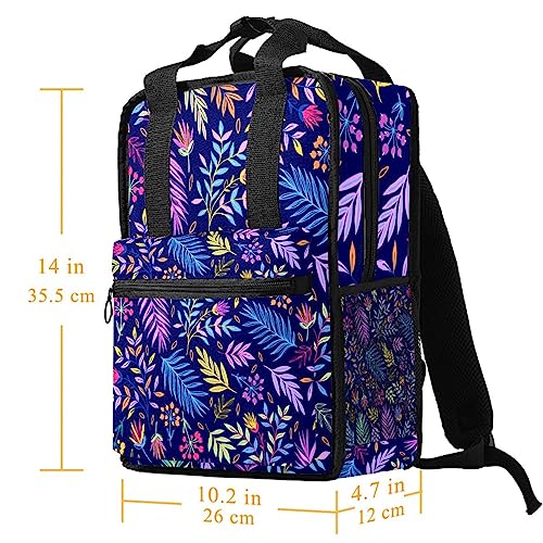 Sac à dos multicolore fleurs exotiques 35.5x26x12 cm léger à sangles ajustables - 5